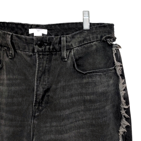 Good American Good Boy Dark Wash Frayed High Rise Slim Leg Jeans Women's Size 14 - Picture 8 of 13